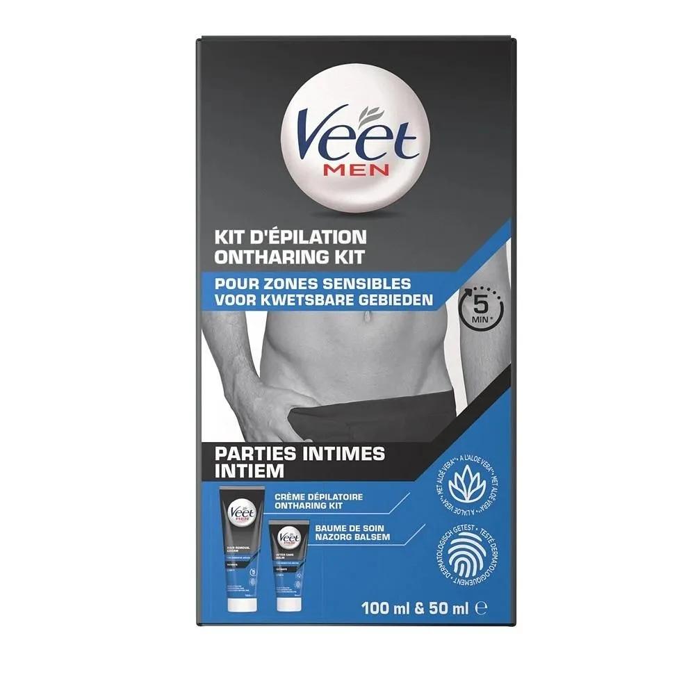 VEET Wax Kit 1 Pack Men Sensitive VEET Men Sensitive Areas Hair Removal Kit