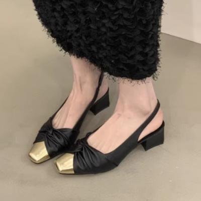 Модные сандалии на остром каблуке Женская обувь 2024 Женские Девушки Новые Эластичная лента Низкая мода Летний Комфорт Бежевые Открытые Высокие Сандалии