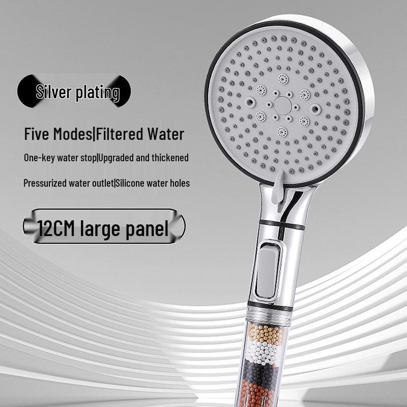 5-режимная ручная душевая лейка с большой панелью и фильтром для воды для улучшенного принятия душа
