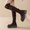 Children's Boots Two Wear Knee Knight Boots Heightening Year Fashion New 2024 Autumn and Winter Thick Bottom Fold Thick Heel
