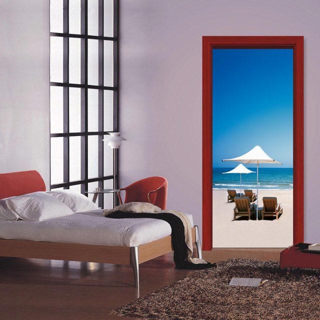 3D Door Sticker Wallpaper PVC Landscape Home Decor Furniture Vinyl Wrap Waterproof Wall Sticker Bedroom Door Decorative Film