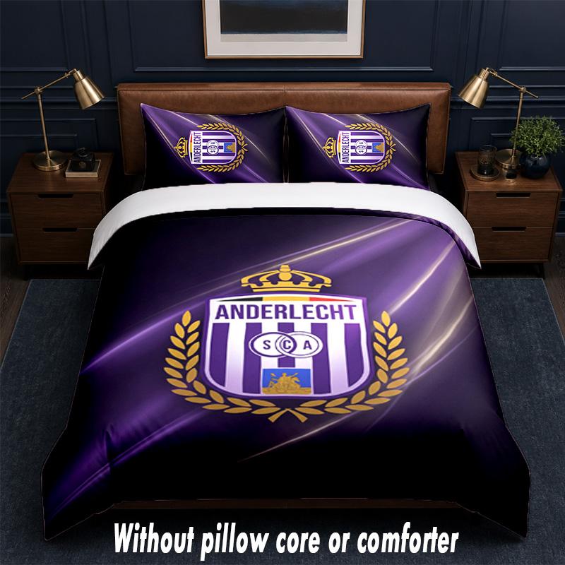 Anderlecht FC Design Bed Bedding Set 1 Duvet Cover + 2 Pillowcases Soft Breathable Household Bed Linens
