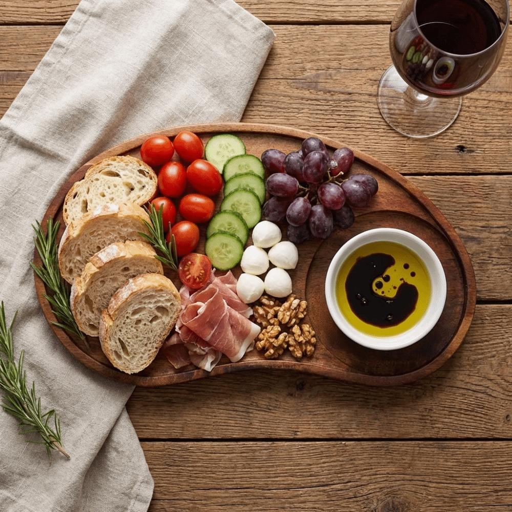 Wooden Fruit Platter with Coaster Food Dish Serving Ware Solid Wood Plate Hotel