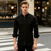 Durable Everyday Cultural Shirt Men Oktoberfest Shirt, Slim Fit Band Collar Traditional Costume Soft Comfortable Festival Wear Long Sleeve for
