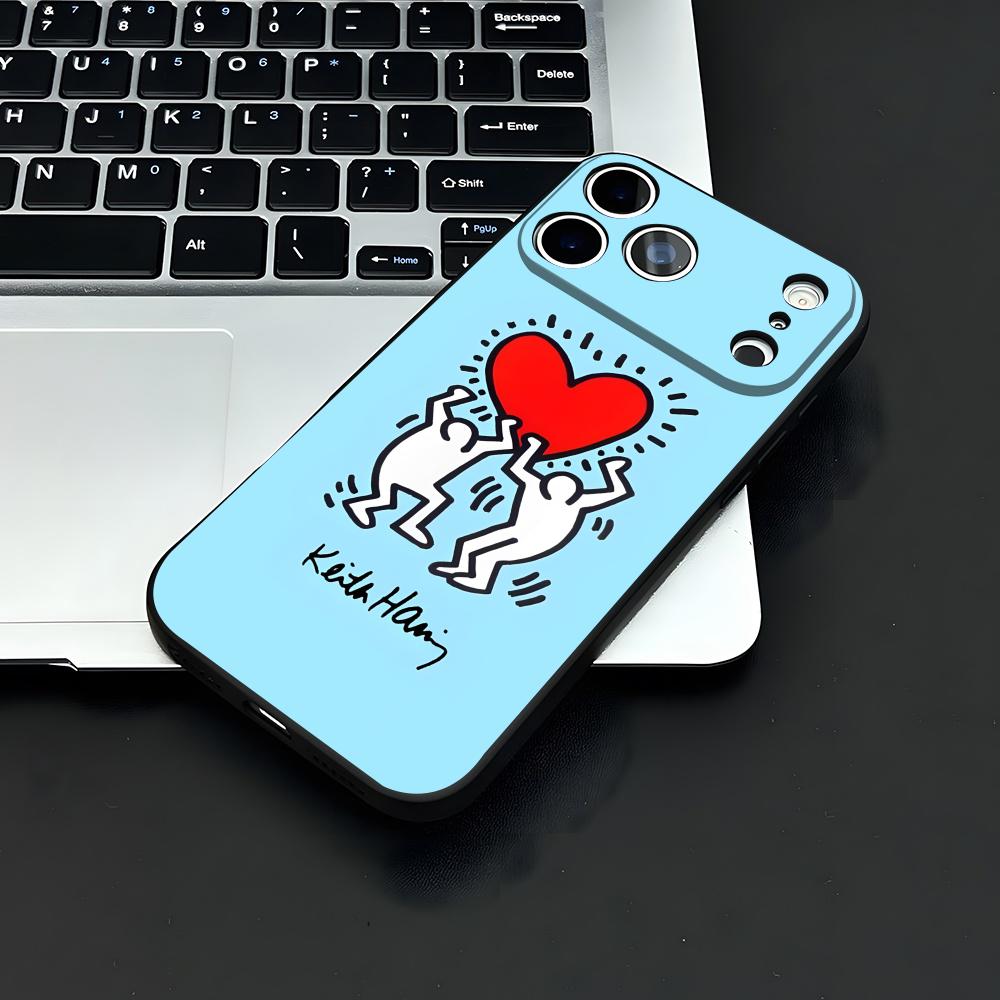 Artist K-H-haring Phone Case For IPhone 17 Air 16 E Pro Max 15 14 13 Mini 12 Pro 11 Max Plus Black Soft Shell