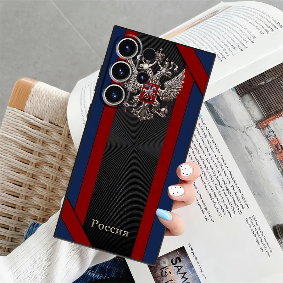 Case for Samsung Galaxy S20 S25 Ultra S24+ S25+ S9 S22 S21 S23 FE S24 Plus Soft Back Phone Cover Russia Russian Flags