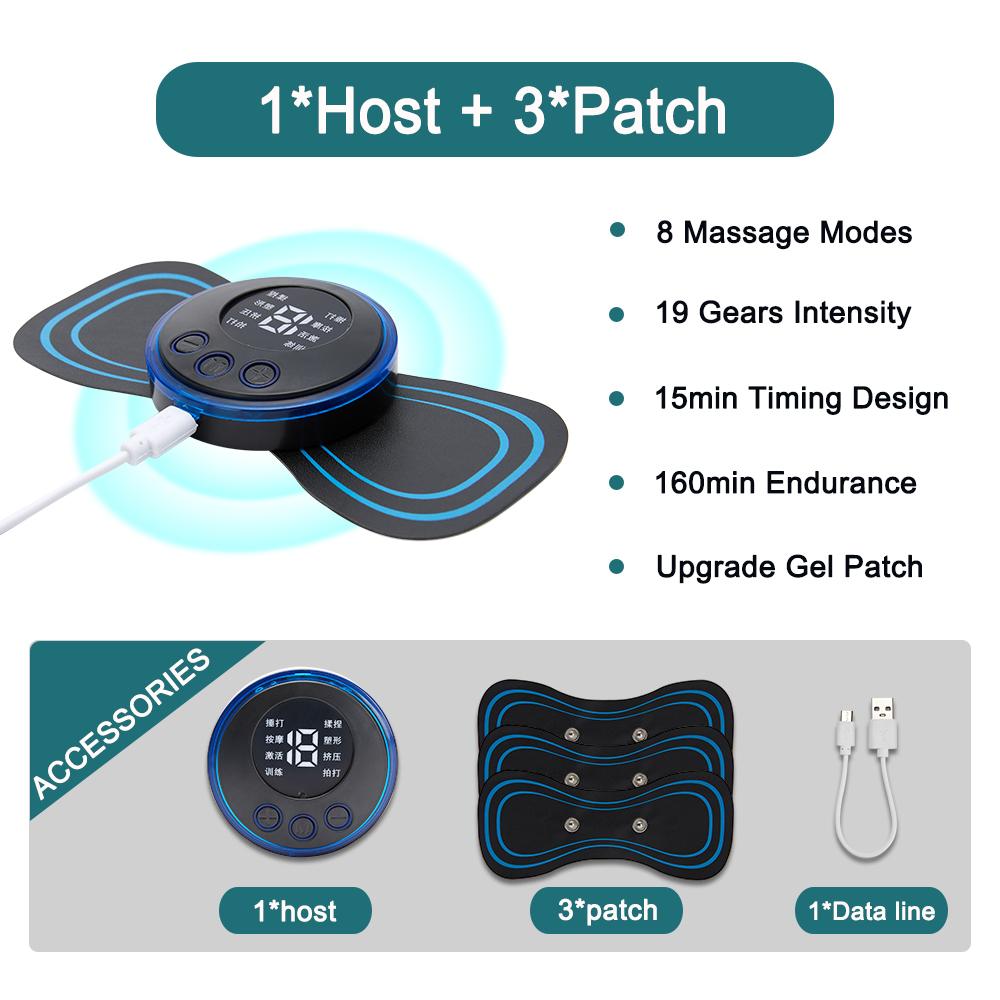 Electric EMS Neck Massager Mini Cervical Back Muscle Pain Relief Patch Stimulator Massageador Mat Portable Gel Pad Stickers Slim