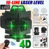 16 Lines Laser Level 4D Self-Leveling 360 Horizontal And Vertical Cross Super Powerful Green Laser Level With Base Measurement Tool