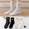 White Stockings, Mid-calf Socks, Cotton Stockings, Moisture-wicking, Deodorizing, Student Socks with Heart-shaped Patterns, Cute and Trendy