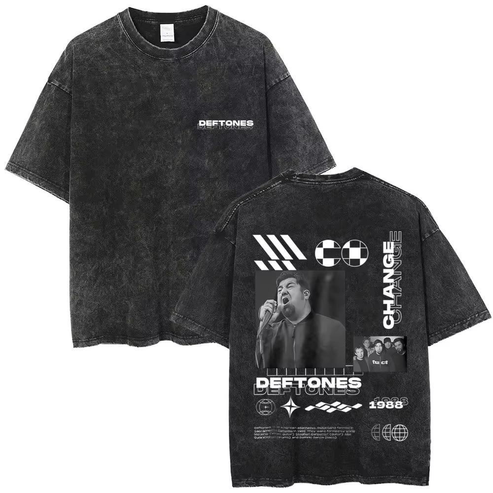 Стирка Винтаж Альтернатива Хэви-метал Рок-группа Deftones Личная Музыка Змея Графический Принт Футболка Мужская Женская Хлопок Оверсайз Футболки