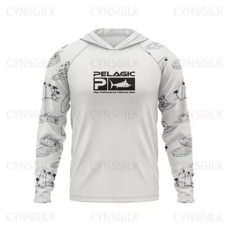 Men Women UV Protection Fishing Shirt Long Sleeve Quick Dry Hooded Outdoor Sport Top UPF 50 Summer