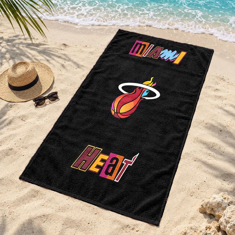 Пляжное полотенце Miami Heat Быстросохнущее, не прилипает песок, легкое, для путешествий, плавания, кемпинга