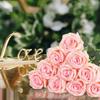 10pcs Artificial Flowers Rose Flower Branch Artificial Red Roses Realistic Fake Rose Bouquet Table Decoration Wedding Home Decor