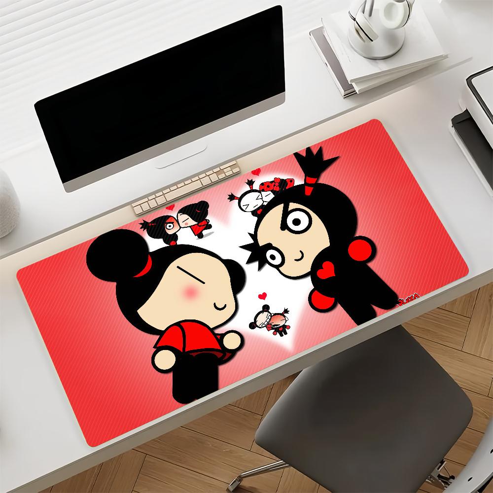 Cartoon cute P-Pucca Mouse Pad Square Office Gaming Desk Mat Waterproof Non-Slip Rubber Decorative