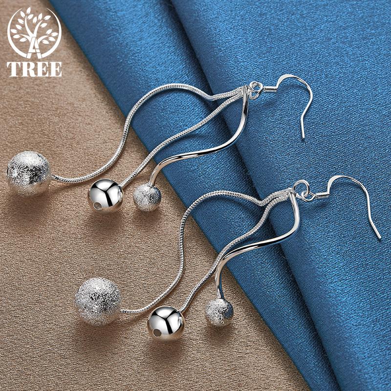 Ювелирные изделия из стерлингового серебра 925 пробы с гладкими матовыми бусинами и шариками-каплями