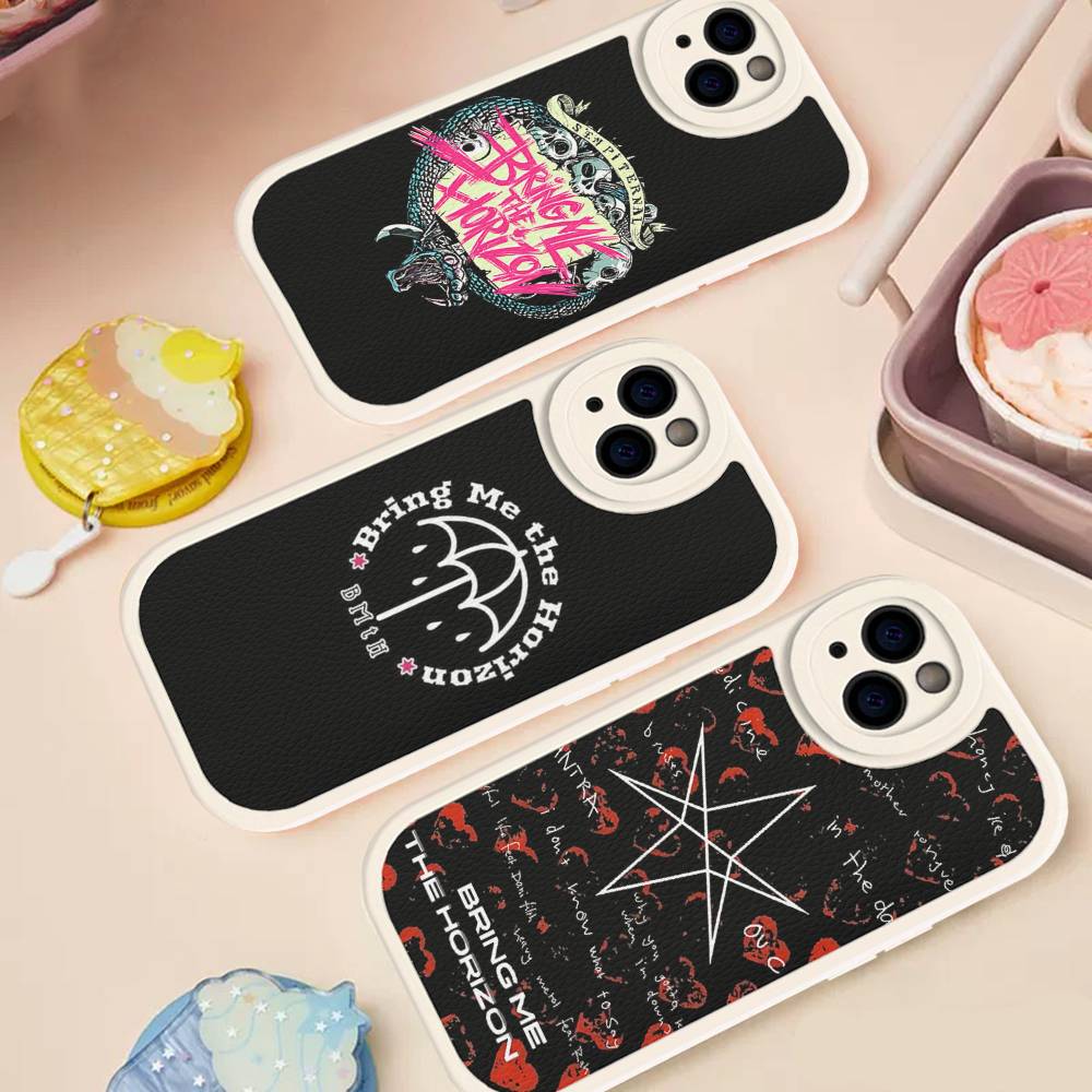 B-Принеси М-Мне Б-BMTH Г-Горизонт Кожаный Чехол Для Телефона Для IPhone 16 15 14 13 12 11 Pro Max Plus Ударопрочный Чехол