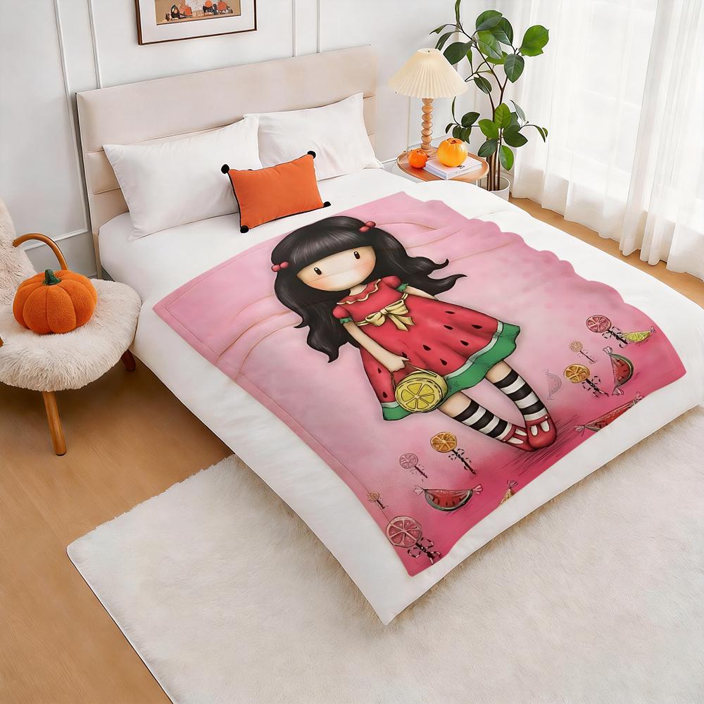 Cartoon Santoro Gorjuss Throw Lightweight 240g Flannel Blanket Soft Skin-friendly for Summer Cooling