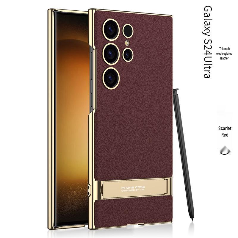 GKK Электролитический кожаный чехол-подставка для телефона для S24 Ultra/S23U - Ударопрочная точная крышка