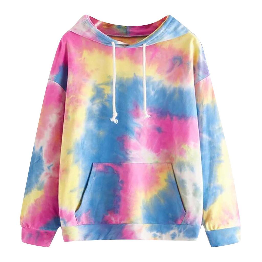 Women's Fsshion Casual Sexy Slim Printing Long Sleeve Tie Dyed Hooded Sweater