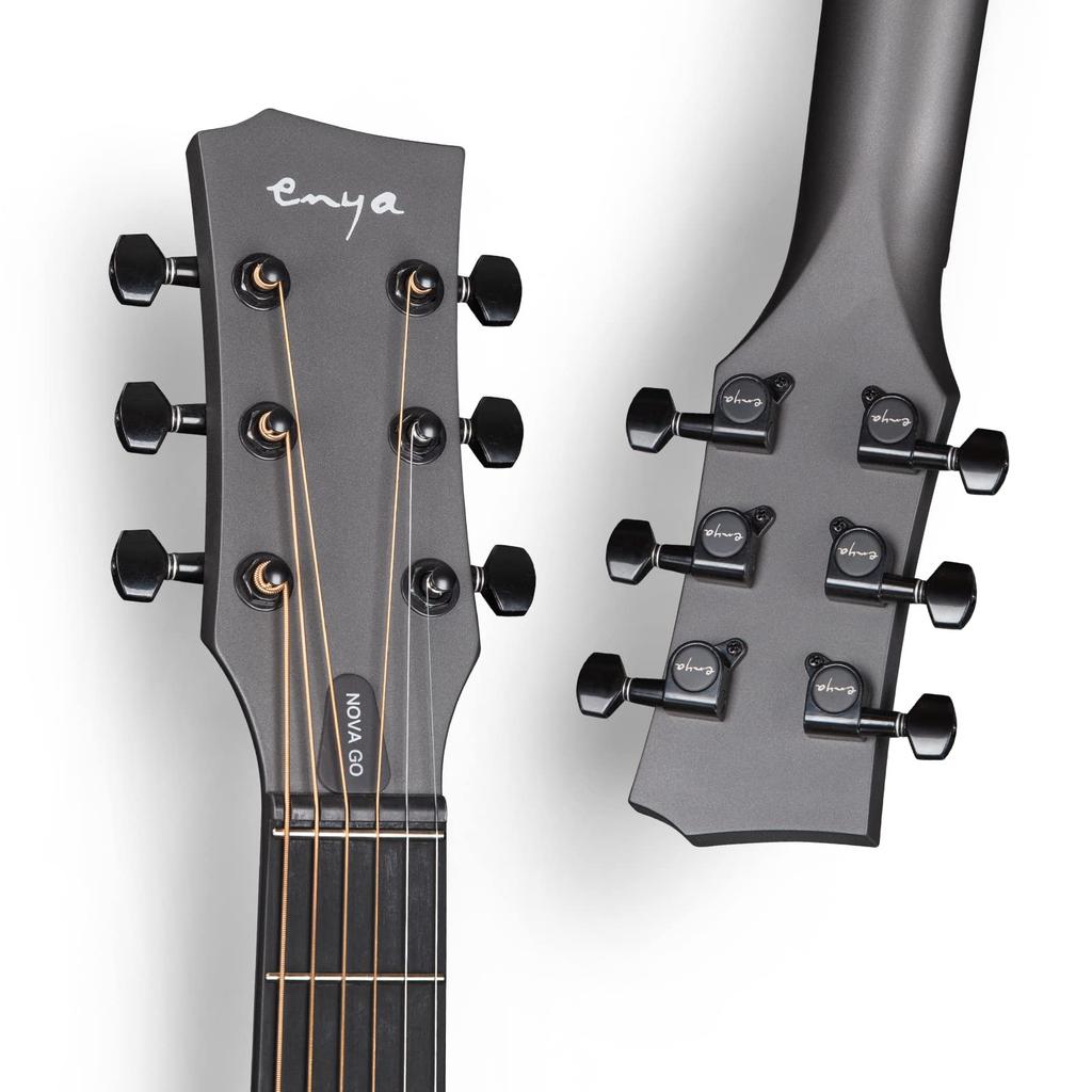 Enya Nova Go SP1 Acoustic/Electric Guitar, Carbon Fiber Mini Guitar with AcousticPlus Pickup, Includes Guitar Case and Strap (Black)