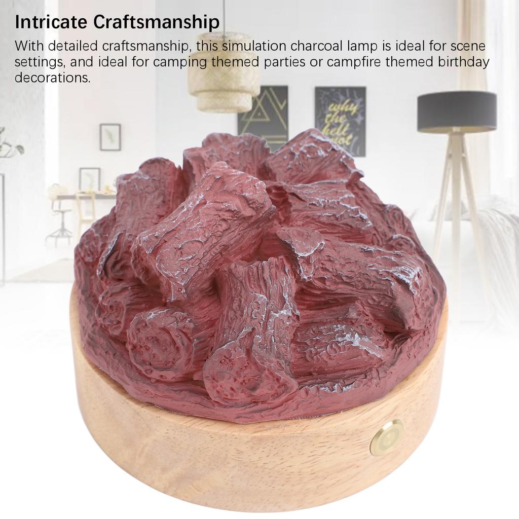 Светодиодная лампа с искусственным пламенем, деревянная, из смолы, на батарейках, имитация лампы для древесного угля, поддельный костер, ночник для домашнего декора