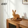 Tabletop Decorative Bunny 3D Printed Wicker?Look Figurine, Rattan Texture Rabbit Statue, Pastoral Style Statue Weather Resistant Ornament for Indoor