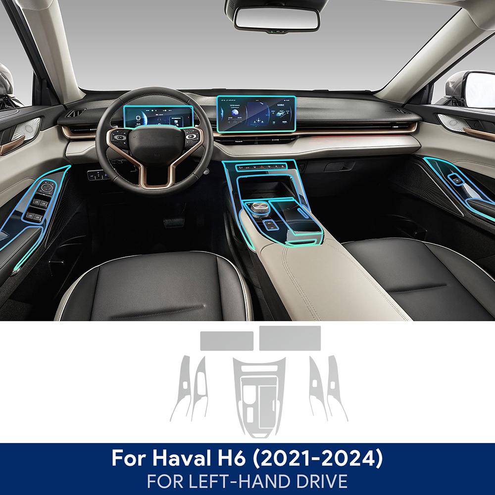 Car Center Console Navigation Dashboard For Haval H6 3rd Gen 2021-2024 Tpu Transparent Gear Door Window Panel Interior Film LHD