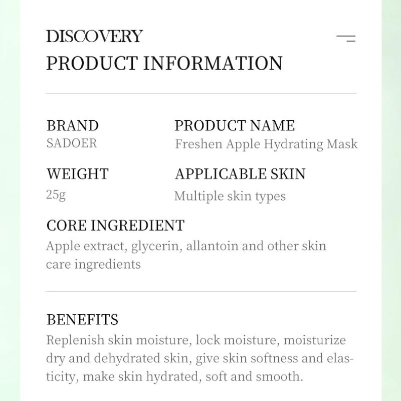 Sadoer Фруктовая комбинированная маска Увлажняющие, увлажняющие и смягчающие маски