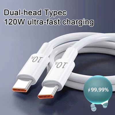 Кабель для быстрой зарядки с двумя портами USB-C мощностью 120 Вт и силой тока 10 А, кабель для быстрой зарядки USB-C — USB-C Power Delivery, кабель для синхронизации данных для Samsung и Xiaomi.