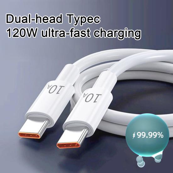 Кабель для быстрой зарядки с двумя портами USB-C мощностью 120 Вт и силой тока 10 А, кабель для быстрой зарядки USB-C — USB-C Power Delivery, кабель для синхронизации данных для Samsung и Xiaomi.