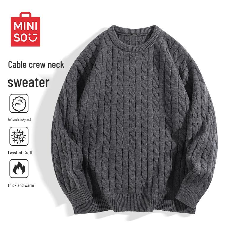 MINISO Мужской свитер в ретро стиле с круглым вырезом
