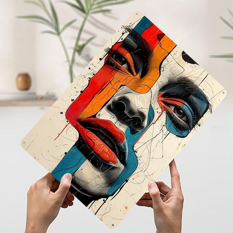 Abstract Face Portrait Metal Poster Customized Wall Art Retro Vintage Tinplate Signs for Apartment Decoration Room Man Cave Home