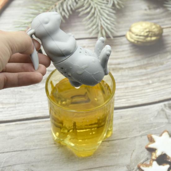 Ситечко для чая в форме кролика, силиконовое ситечко для заваривания чая, многоразовое, листовое, травяное, для специй, декор для чайника