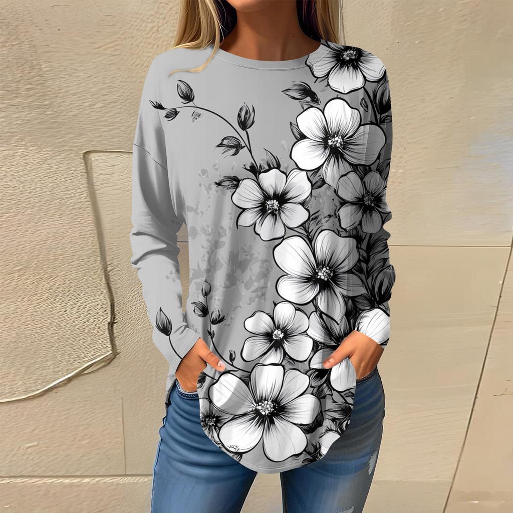 Женская мода с длинным рукавом и круглым вырезом, винтажный асимметричный пуловер