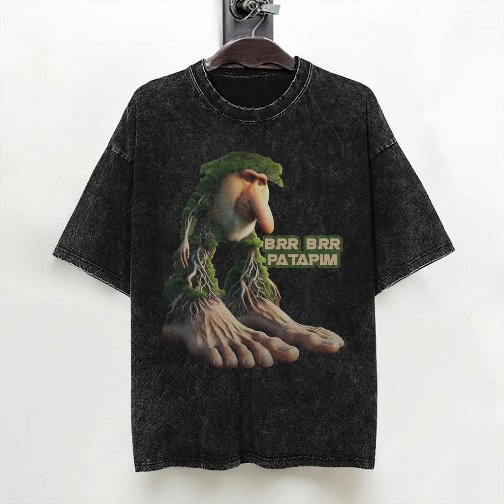 Bombardino Crocodilo Italian Brainrot Washed T Shirt Streetwear Hip Hop Casual Tshirt Tees Men Women Short Sleeve Oversize
