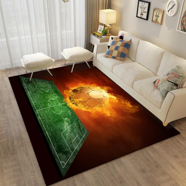3d визуальный ковер для спальни, ковер с футбольным принтом для комнаты для мальчиков, украшение для дома, гостиной, кухонный дверной коврик, напольный коврик, игровой футбольный коврик