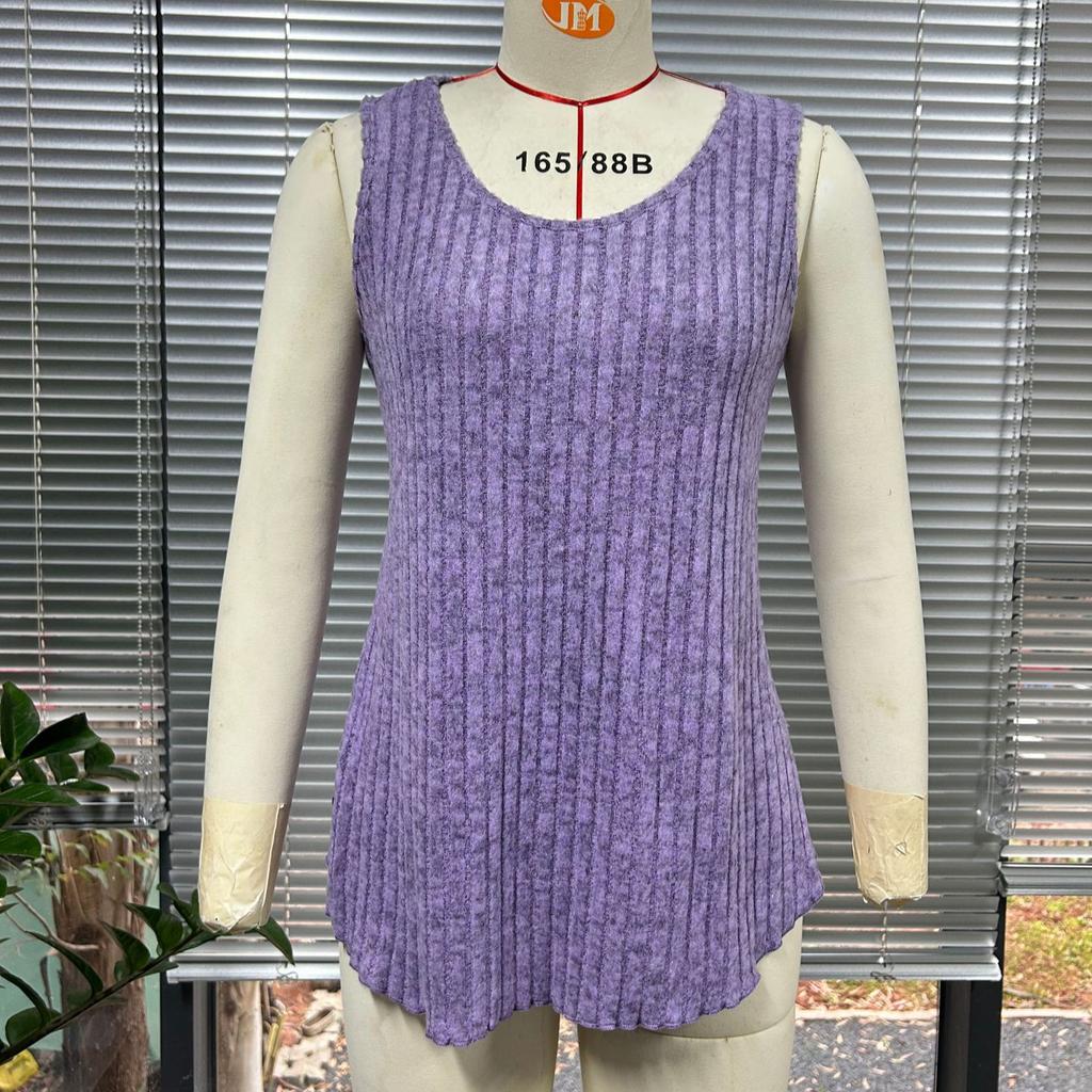 Весенний новый повседневный однотонный трикотажный жилет без рукавов с круглым вырезом