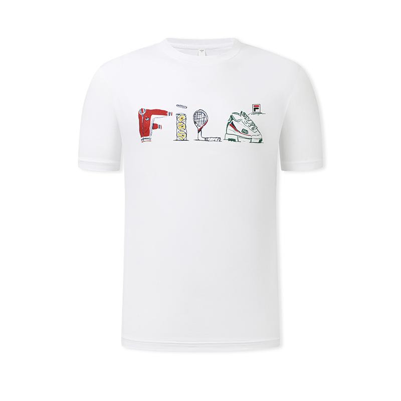 Fila Модная Удобная Футболка с Коротким Рукавом Мужские Топы A11M633144F-WT