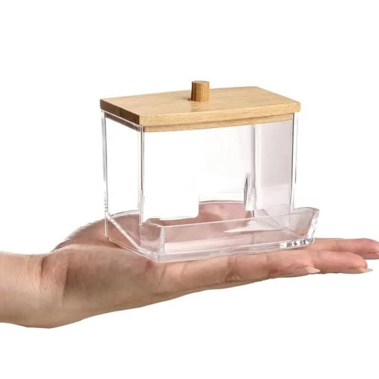Cotton Swab Box with Lid Dustproof Transparent Visible Design Toothpicks Cotton Swab Dispenser Storage Case