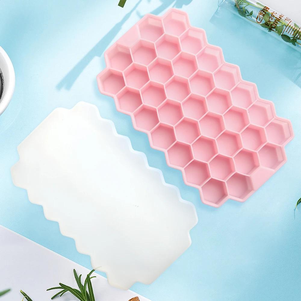 Лоток для кубиков льда, силиконовая форма, 37 сеток, форма в виде сот, машина для приготовления кубиков льда, не содержащая BPA, с крышками, форма для мороженого «сделай сам», форма для мороженого