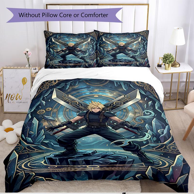 3pcs Duvet Cover Set (1*Duvet Cover + 2*Pillowcase, Without Core), Final Fantasy Print Soft All‑Season Bedding Set, Home Bedroom Decor Gift