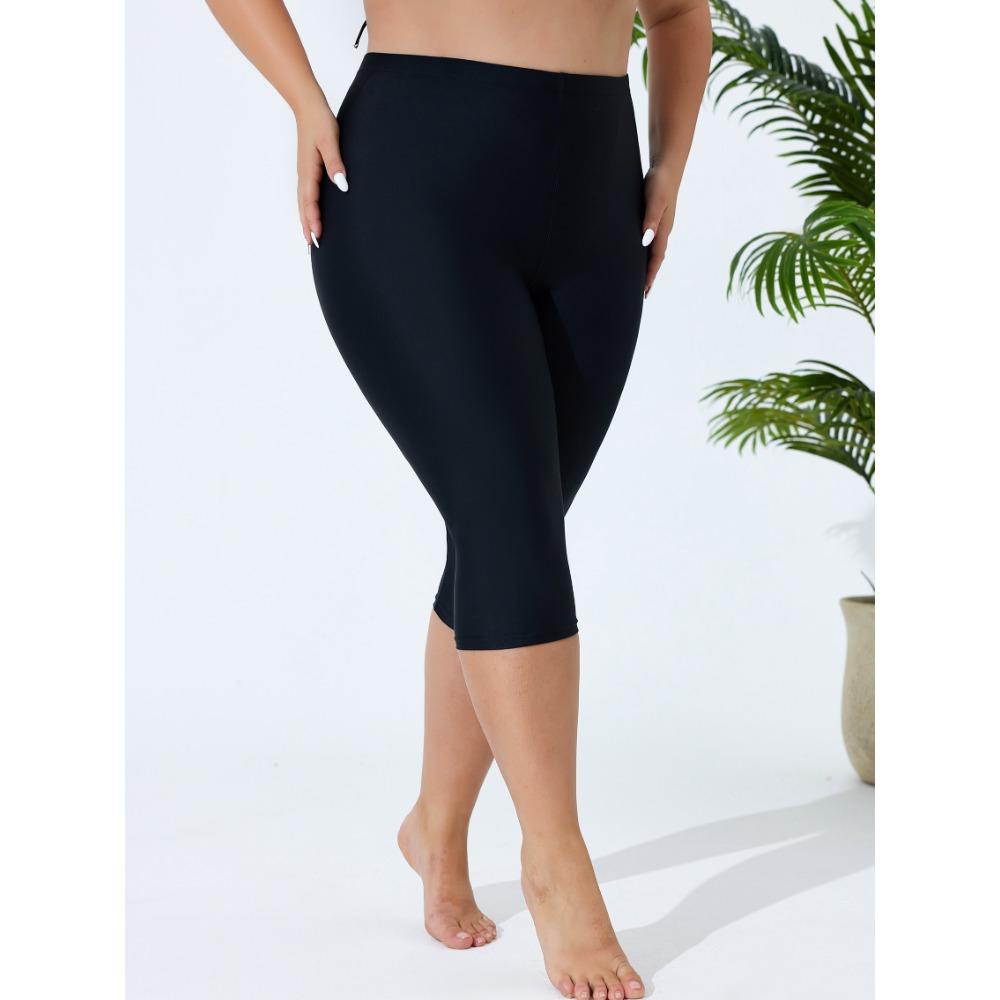 CHARMLEAKS Купальные брюки больших размеров для женщин с высокой талией, купальные капри, купальные шорты, леггинсы для плавания