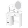 Home Vanity Desk Makeup with Mirror, Large Storage Shelves, 4 Drawers, Table Light, Bedroom Dressing