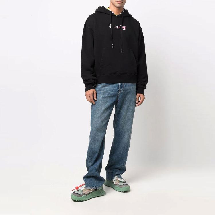 OFF WHITE Толстовка с капюшоном с принтом логотипа-стрелки из акрила OMBB037F21FLE0151032