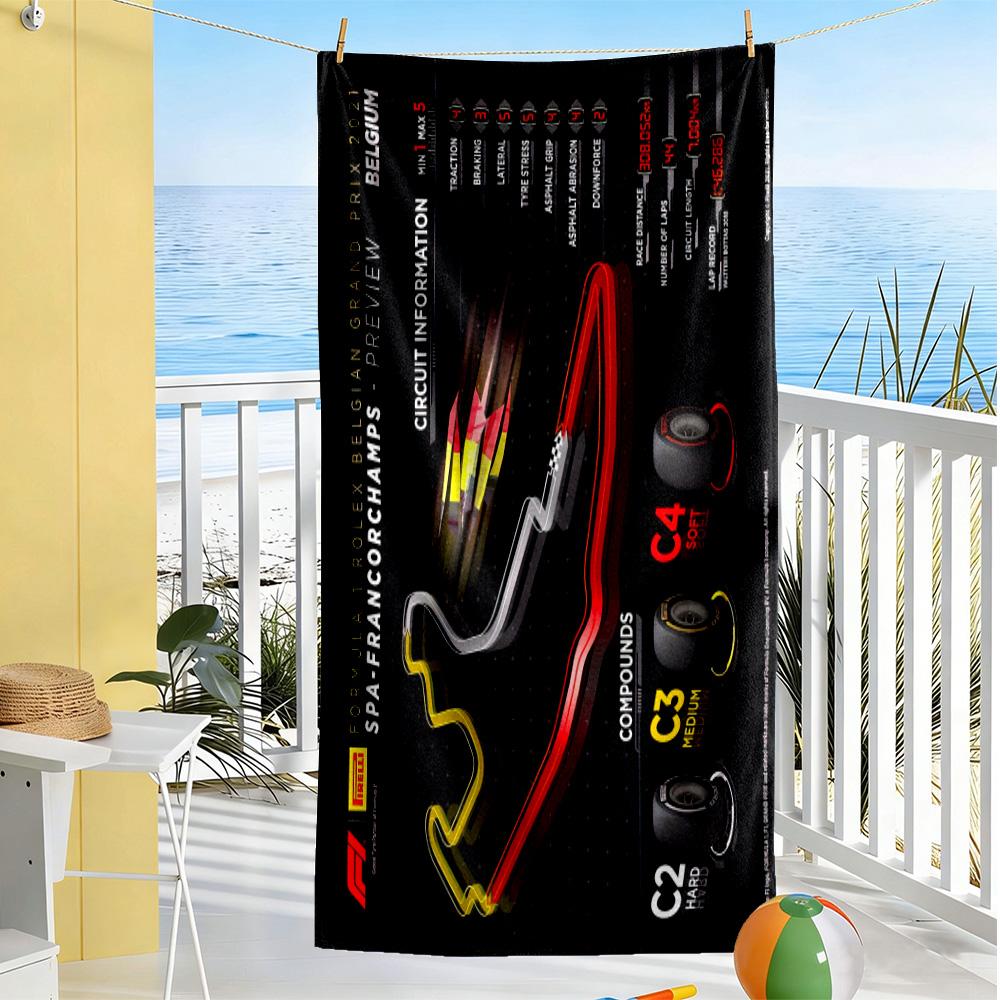 Formula One Silverstone Preview Beach Towel High Absorbency & Quick-Dry Comfortable Lightweight
