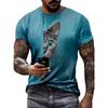 Новая мужская футболка с принтом 3D Cat Full Print, повседневная модная забавная футболка с коротким рукавом, унисекс, летняя футболка свободного покроя в уличном стиле