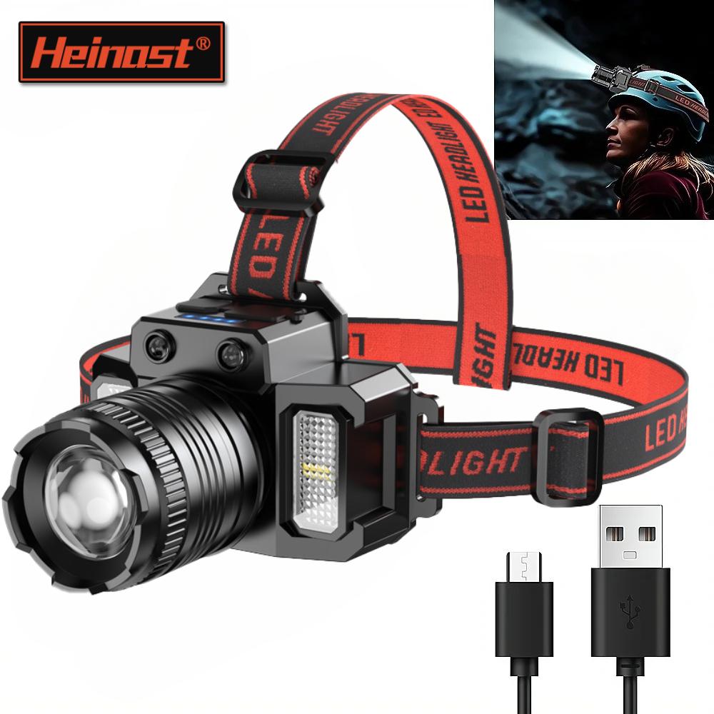 Перезаряжаемый налобный фонарь с датчиком COB Chip LED Zoom Fishing Torch Outdoor Super Bright Waterproof Camping Hunting Warning Head Lamp