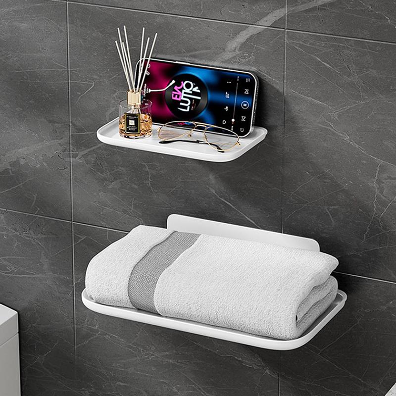 Настенная складная полка, экономящая место, складная стойка для хранения, держатель для телефона без перфорации, лоток для хранения Wi-Fi-маршрутизатора, домашний органайзер