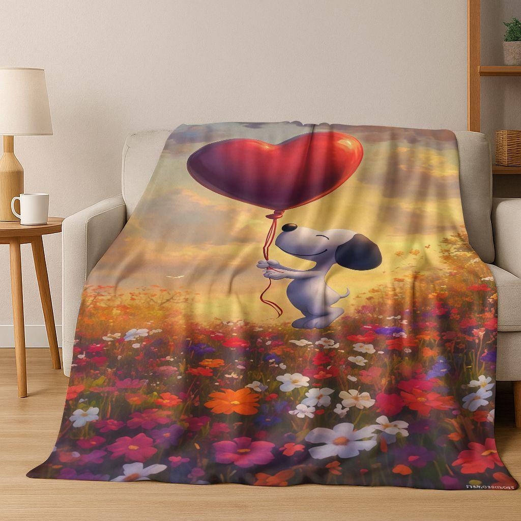 3D Cute Snoopy Dog Peanuts Art Cartoon Flannel Blanket,Cozy Soft Throw Blanket for Home Bedroom Bed Sofa Picnic Cover Gift Kids