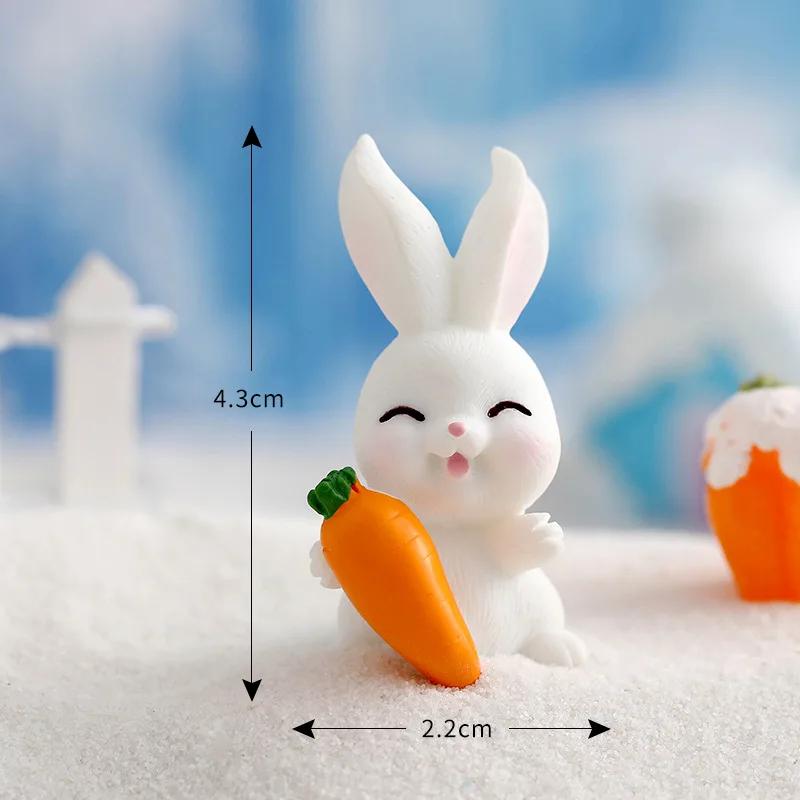 Cute Rabbit Bunny Ornament Resin Home Mini Bunny Miniature Figurines Miniature Landscape Decoration Home Easter Decoration
